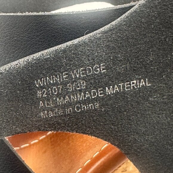 Seven 7 Winnie Wedge Black Wooden Cork Womens Size 9 Strappy Buckle Heel - Picture 2 of 7